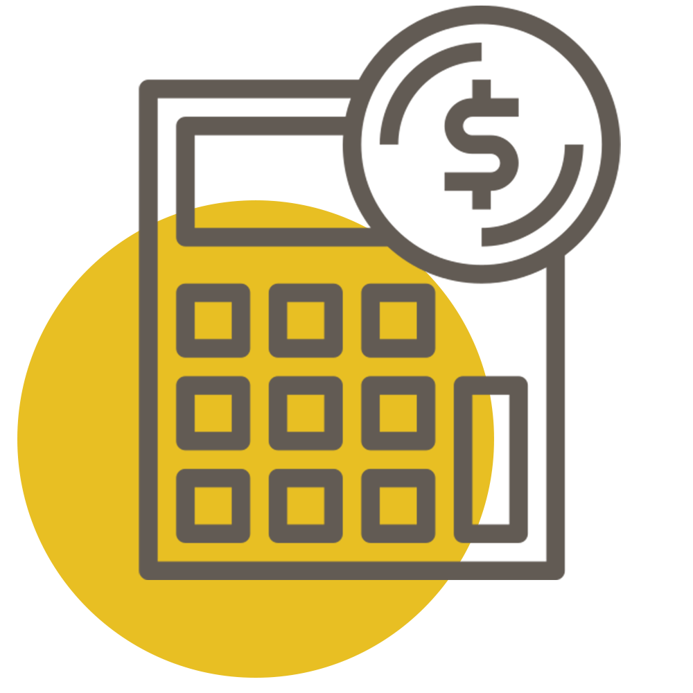 Ícone de calculadora ilustrando que a 1brella faz orçamentos de acordo com a sua necessidade.